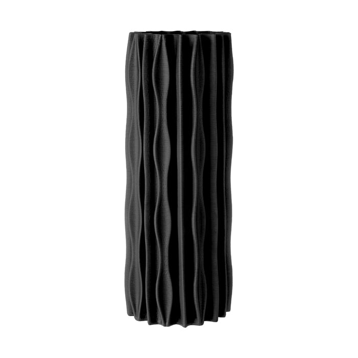 Luka Ribbed Vase Ebony