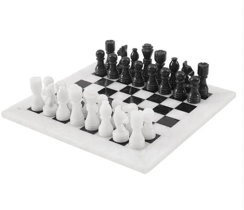 Marble Chess Set With Storage Box - White/Black