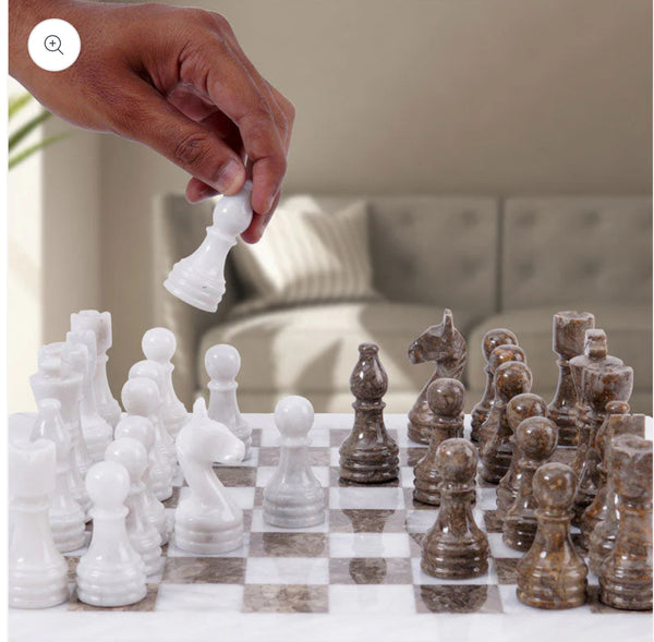 Marble Chess Set With Storage Box - Oceanic