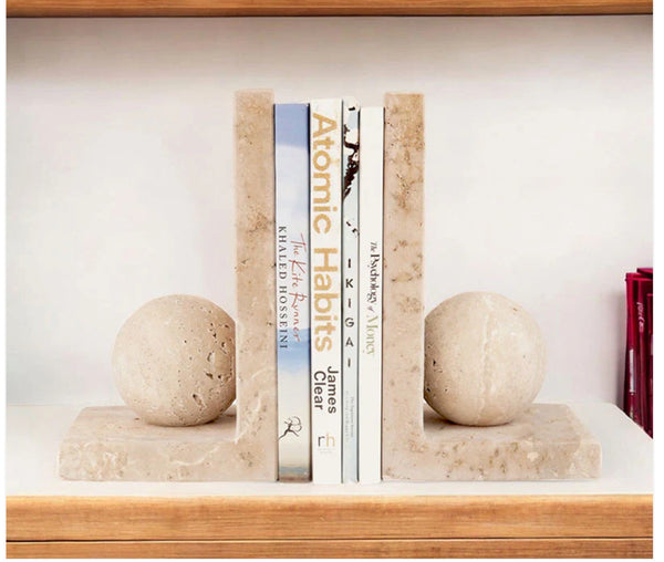 Travertine Bookends