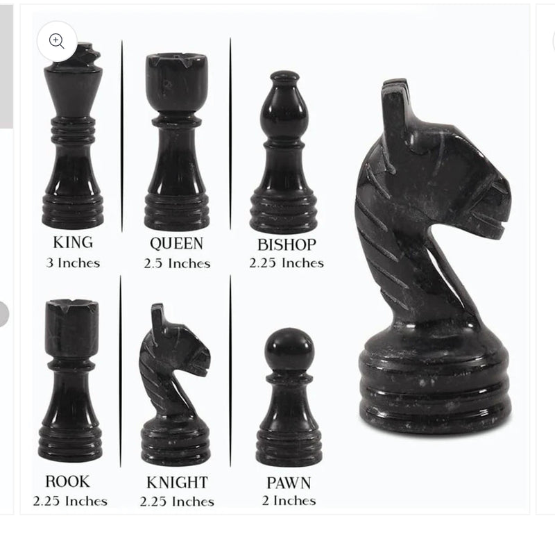 Marble Chess Set With Storage Box - White/Black