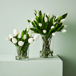 Tulips in Glass Vase Arrangement